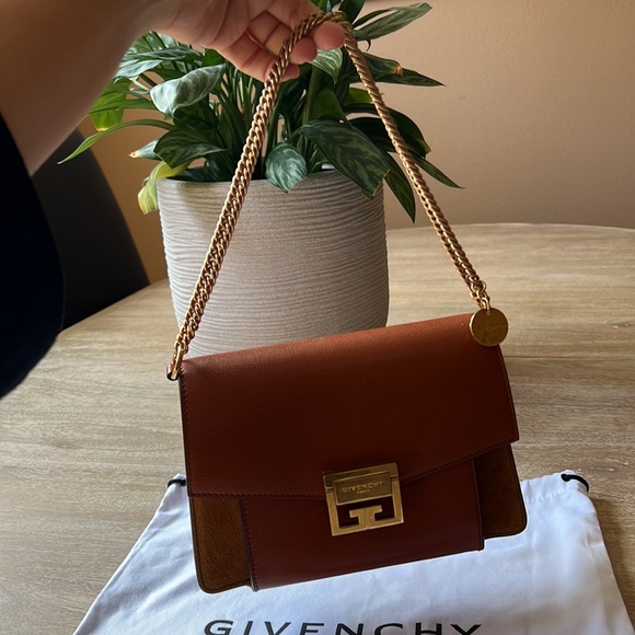 Givenchy Small GV3 Leather & Suede Crossbody Bag Chestnut - Picture 6 of 15